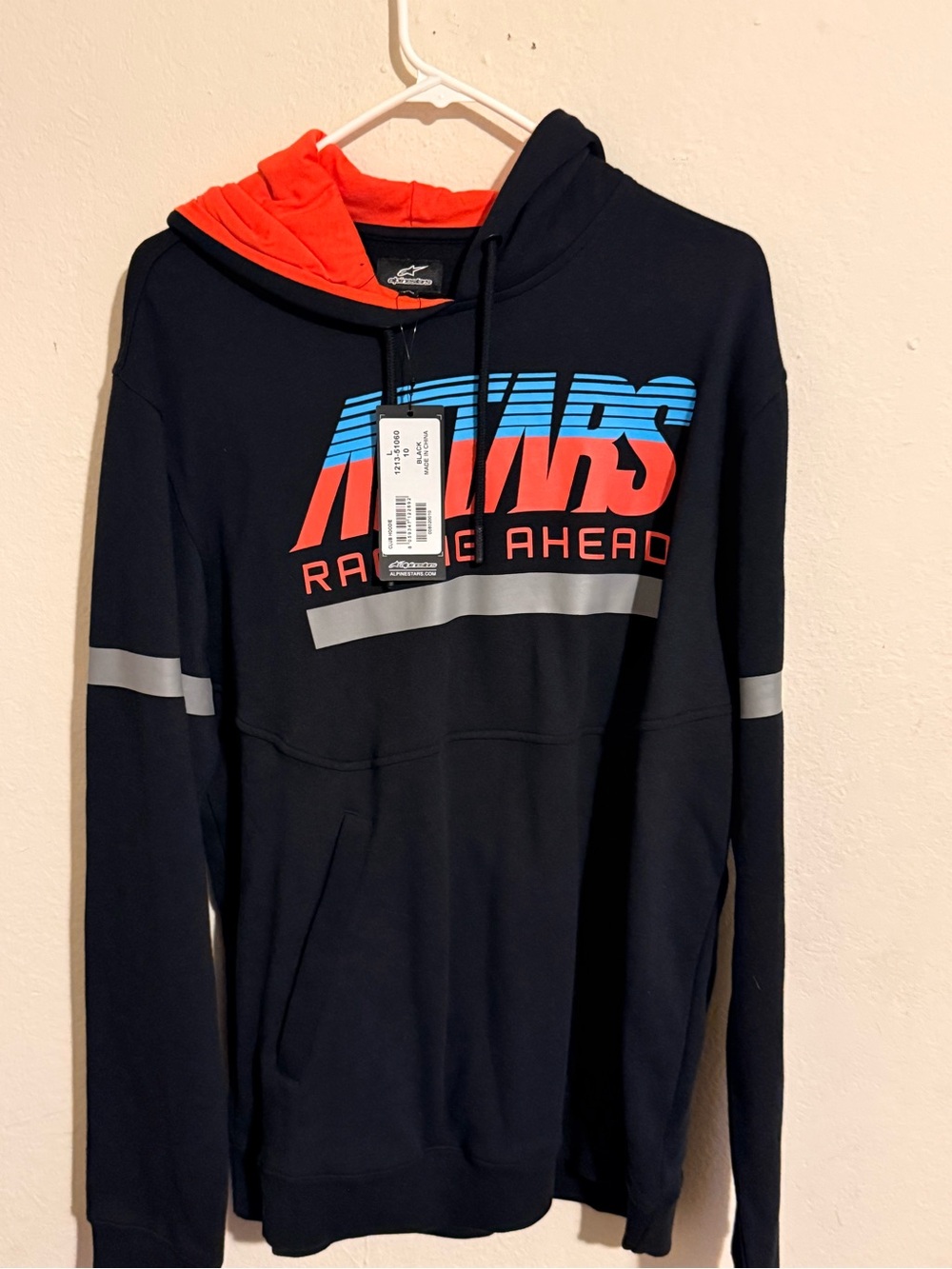 Alpinestars Black Hooded Sweatshirt with Red & Blue Graphics